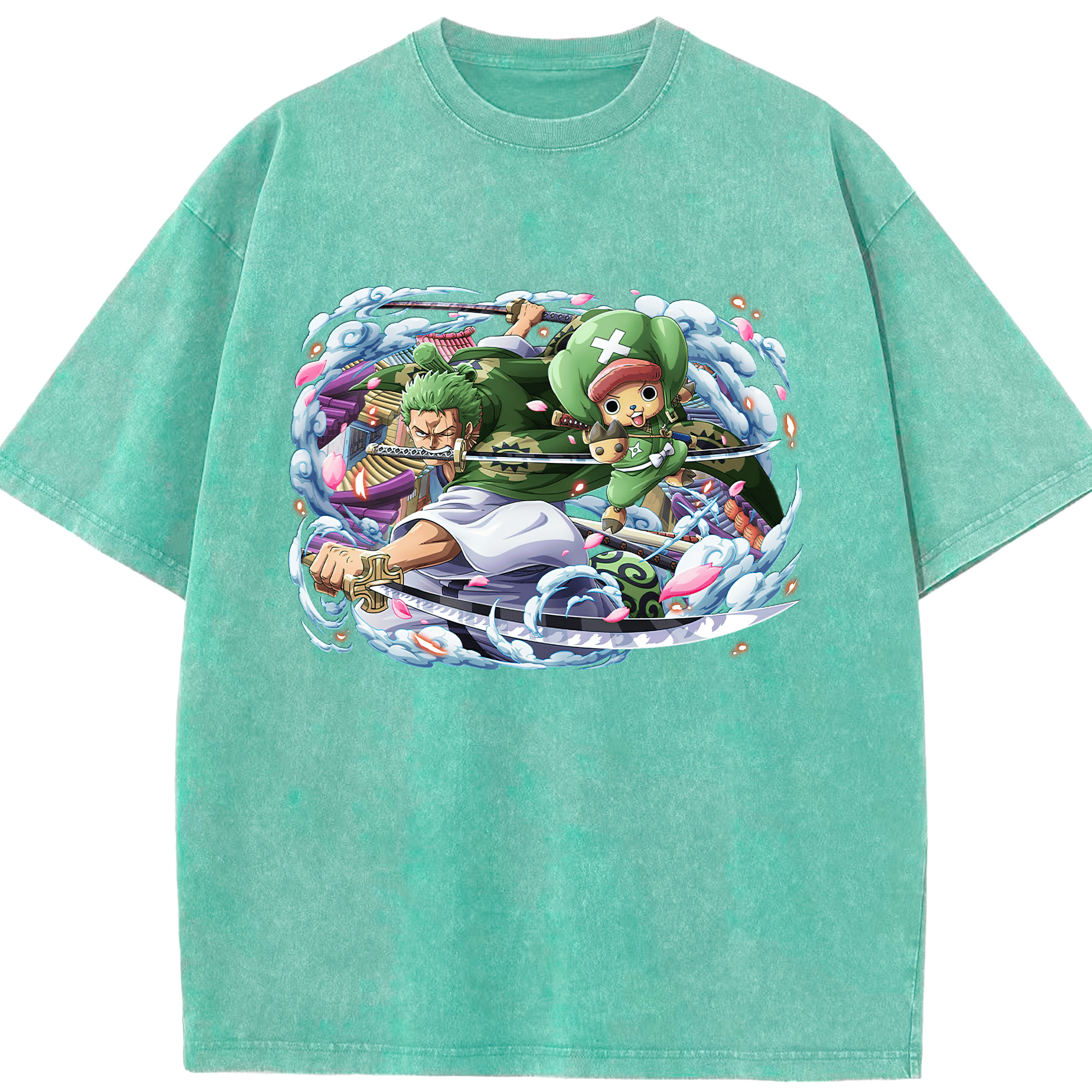 ワンピース ロロノア・ゾロ ONE PIECE Roronoa Zoro 綿100% ヴィンテージ風 半袖Tシャツ（フロントプリント）